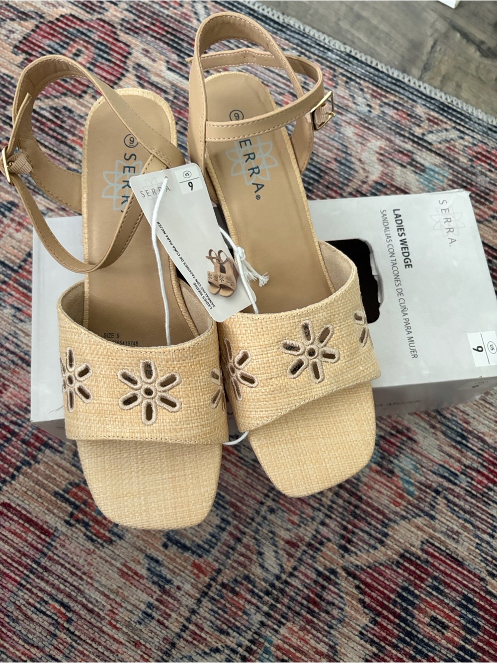 🌴SERRA Ladies 2" Wedge - Neutral Woven Straw Size 9